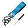 Auceli Carbon Fiber Keychain Accessories Microfiber Leather Car Key Fob Holder With 360 Degree Rotatable Keyring Blue 