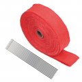 2 X 50ft Red Roll Fiberglass Exhaust Header Pipe Heat Wrap Tape 10 Zip Ties