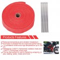 2 X 50ft Red Roll Fiberglass Exhaust Header Pipe Heat Wrap Tape 10 Zip Ties