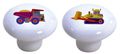 2 Kids Dump Truck Bulldozer Ceramic Cabinet Drawer Pull Knobs 