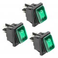 Esupport 3pcs Waterproof Round Rocker Switch Car 12v 20a Green Led Light Indicator Toggle 4pin Terminal Control On Off Dpst 