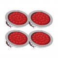 4 Pack In Round 24 Led Truck Trailer Stop Turn Tail Brake Lights With Chrome Rings Universal Fit For Dc 12v Vehicles Waterproof 