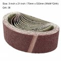 Uxcell 3-inch X 21-inch Aluminum Oxide Sanding Belt 36 Grits Sandpaper Lapped Joint For Sander 10pcs
