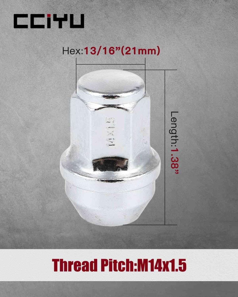 24 Piece M14x1 5 Close End Wheel Lug Nuts 1 8 In Length 13 16 Hex Chrome Alloy Steel Nut Set For Chevrolet Silverado Tahoe