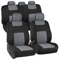 Polycloth Black Gray Car Seat Covers Easywrap Two-tone Accent For Auto 