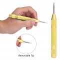 Automatic Center Punch With Hardened Steel Metal Universal Tool For Machinists And Carpenters Adjustable Knurled Cap To Control
