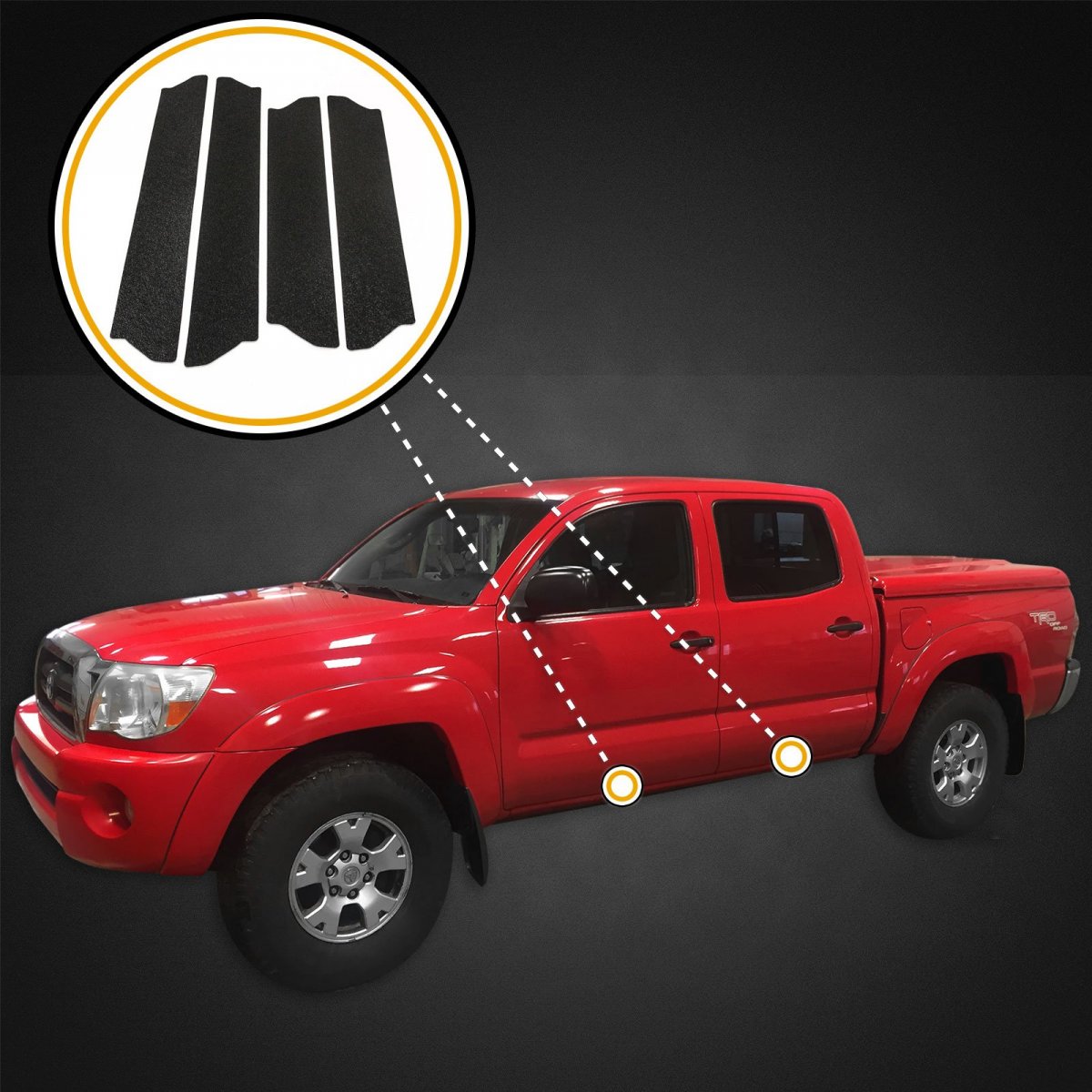Red Hound Auto Custom Fit 2005-2015 For Toyota Tacoma Double Cab 4pc Kit Door Entry Guards Scratch Shield Sill Scuff Threshold