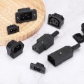 C13 Panel Mount Plug Adapter 250v Ac 10a 3 Pins Iec Inlet Module Power Connector Socket Straight With Screws 1pcs 