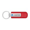 Mopar Red Pu Leather Strap Silver Metal Bar Key Chain Official Licensed Modern Style 3 75 In X 1