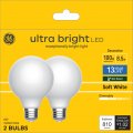 Ge Ultra Bright Led Light Bulbs 100 Watt Equivalent Soft White Frosted G25 Globe 8 Pack