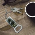 Graphics More Curious Skunk Keychain Rectangle Chrome Plated Metal Bottle Cap Opener