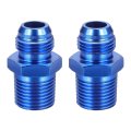 2pcs 8an Male Flare To 1 2 Npt Pipe Fitting Aluminum Straight Union Coupler Connector Fuel Hose Adapter For Automotive Blue 
