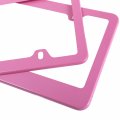 Fashion Us Universal Pink Matte License Plate Frames Premium Stainless Steel Holder Weather Proof Polish Mirror Cover For Women