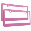 Fashion Us Universal Pink Matte License Plate Frames Premium Stainless Steel Holder Weather Proof Polish Mirror Cover For Women