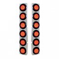 United Pacific 37343 Peterbilt Stainless Rear Air Cleaner Bracket W Twelve 9 Led 2 Lights Grommets Red Red Lens 