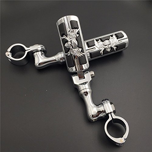 Chrome Short Angled Peg Mounting Kit With Wing Zombie Foot For Bike 1-1 2 Inch Front Engine Guard Frame Tube Iron 883 Electra