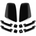 Hecasa Mirror Covers 4 Door Handles Kit Compatible With 2007-2022 Toyota Tundra Crewmax Sequoia Gloss Black