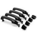 Hecasa Mirror Covers 4 Door Handles Kit Compatible With 2007-2022 Toyota Tundra Crewmax Sequoia Gloss Black
