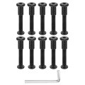 15 Sets Screw Post Male M6x40mm Carbon Steel Rivets Female M6x15mm Hex Drive Binding Screws Belt Buckle Bolts Leather Fastener