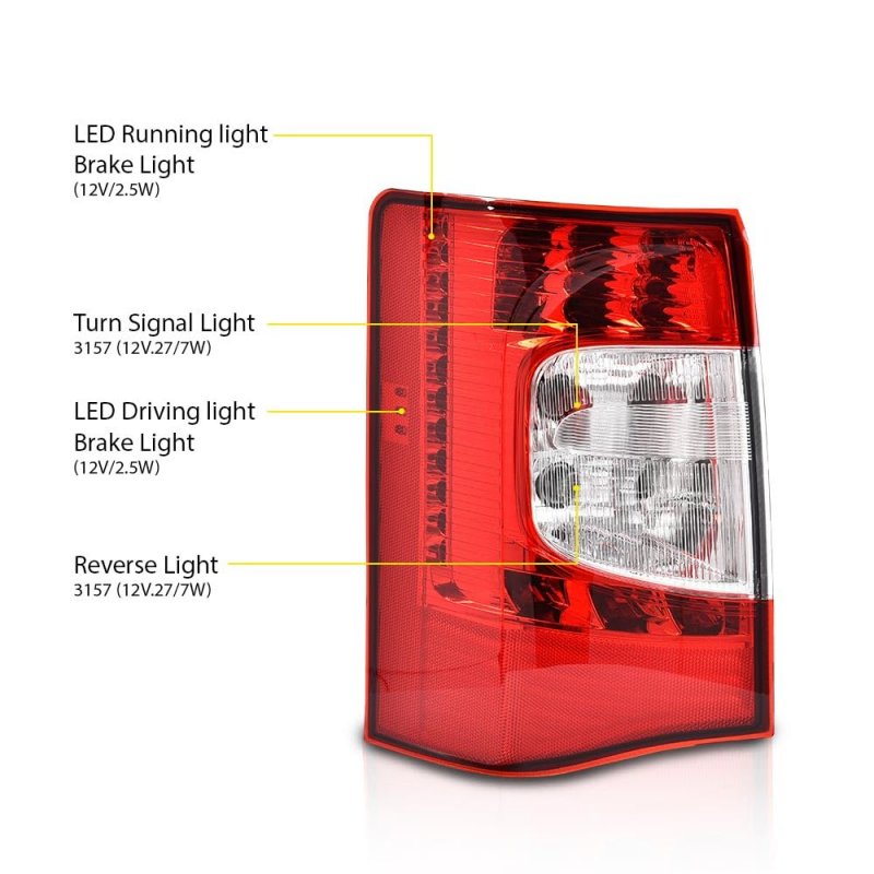 Led Rear Tail Light Lamps With Bulbs For Chrysler Town And Country 2011 To 2016 Driver Passenger Side Ch2800198 Ch2801198