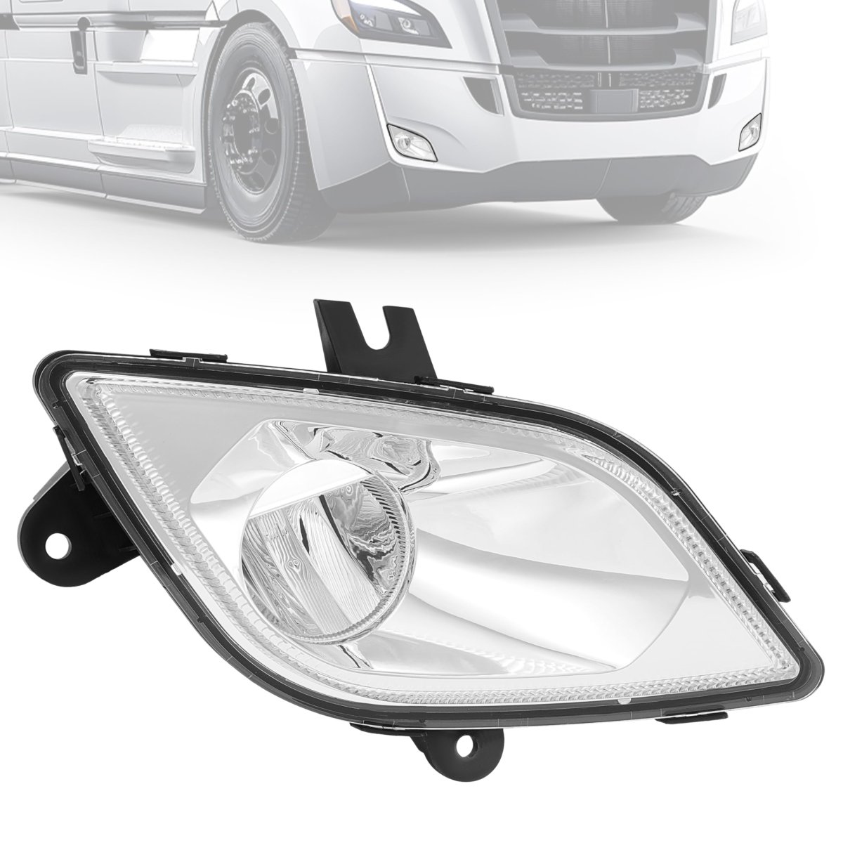 Front Right Led Fog Light For 2018 2024 Freightliner Cascadia Passenger Side Clear Lens Chrome Housing Replacement A6603653003