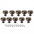 Dophee 10pcs 31x30mm Antique Brass Cabinet Drawer Round Pulls Cupboard Bin Knob Handle Hardware Large 