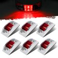Partsam 6x Red Rectangular 4-4 5 Armored-style Clearance Side Marker Light Chrome 12led Rectangle Led Trailer Lights Surface 