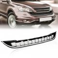 G-plus Front Bumper Upper Grille Compatible With Honda Cr-v 2010-2011 Lower Honeycomb Grill Molding Assembly Chrome Black