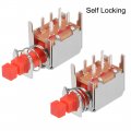 Uxcell Push Button Switch Dpdt 6 Pin 1 Position Self-locking Red 10pcs