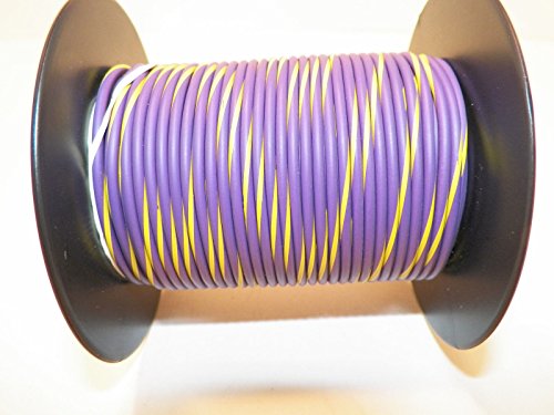 Violet Yellow Striped 18 Ga Awg Gxl Wire 100 Spool For Automotive Truck Motorcycle Rv General Purpose Copper 94 O D Abrasion