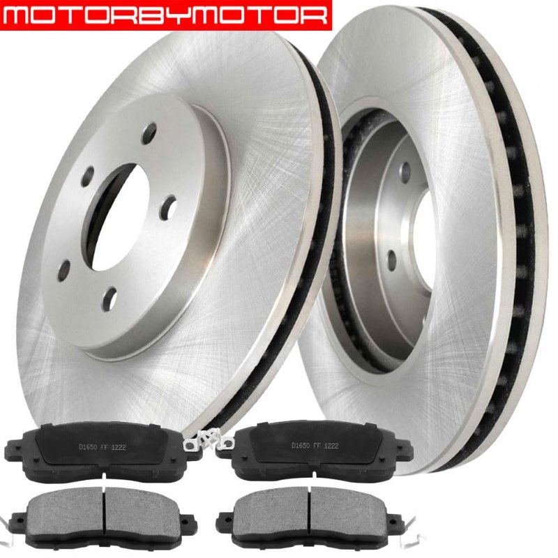 Motorbymotor 296mm Front Brake Kit Rotors And Ceramic Pads Fits For 2014-2019 Nissan Altima Slotted Disc Rotor Pad 120 42096