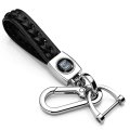 Built Ford Tough Black Braided Rope Genuine Leather Key Chain Elegant Chrome Zinc Alloy Hook 5 In Length Universal Fit For Car