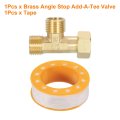Brass Angle Stop 1 2 Outlet X Inlet 3 Way Compression Tee Valve Supply Line Connector Water Adapter Splitter For Faucet Filters