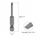 Uxcell 2 Pcs Slotted Screwdriver Bits 3mm Length 1 4 Hex Shank Magnetic Flat Head Drive Bit Holder For Power Drill Impact