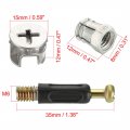 Uxcell 3-in-1 Furniture Connecting Kit 15mm Od Cam Fitting M6x35mm Dowel Screws 8mm Pre-inserted Nut 20 Sets