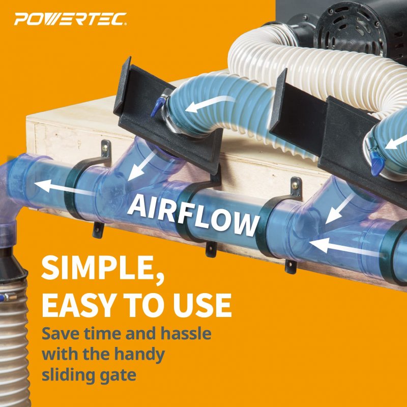 Powertec 70133v 2-1 2 Blast Gate For Dust Collector Collection Fittings