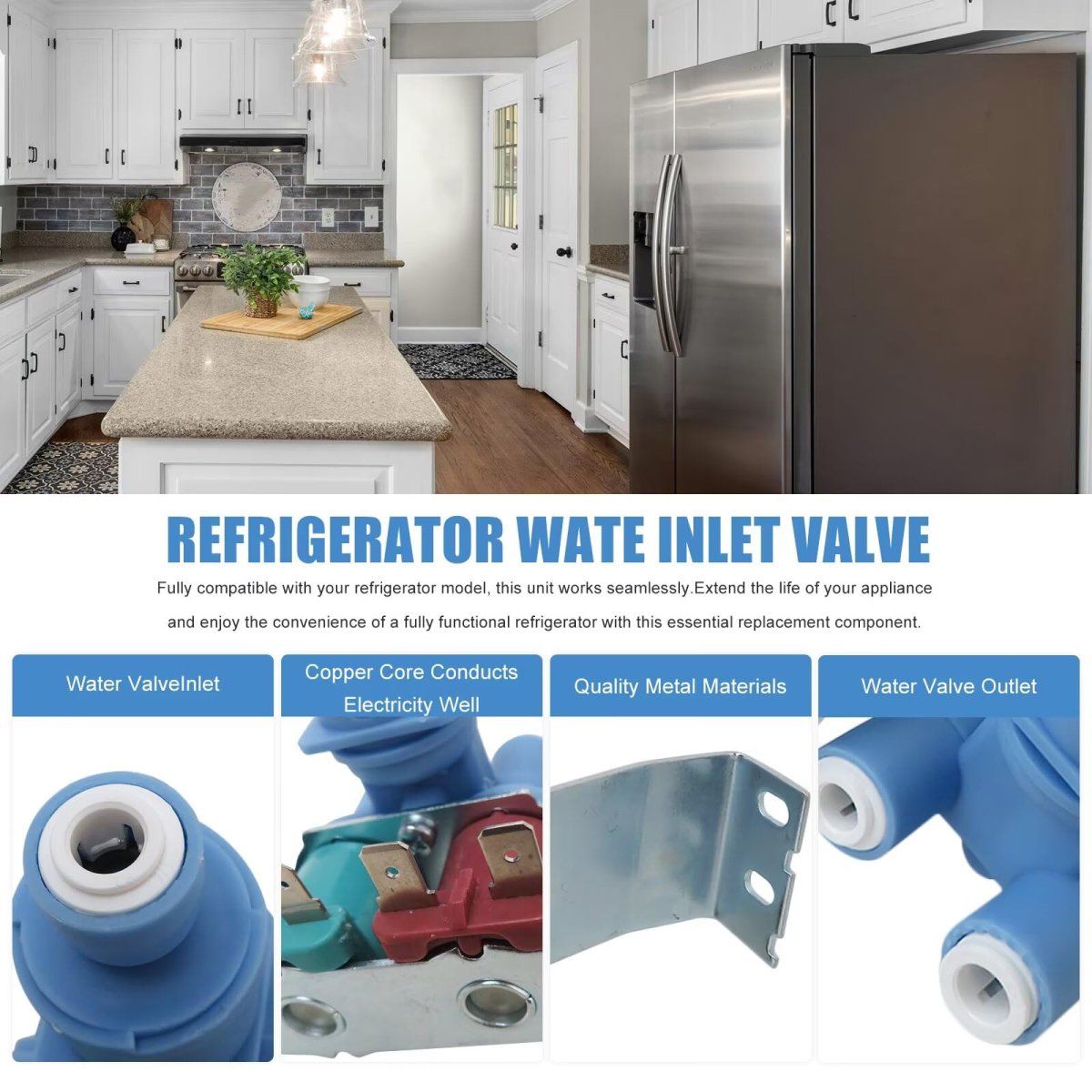 Vicue Premium W10408179 Wpw10179146 W10179146 Replacement Water Inlet Valve Kit Compatible For Kenmore Fridge Models 106