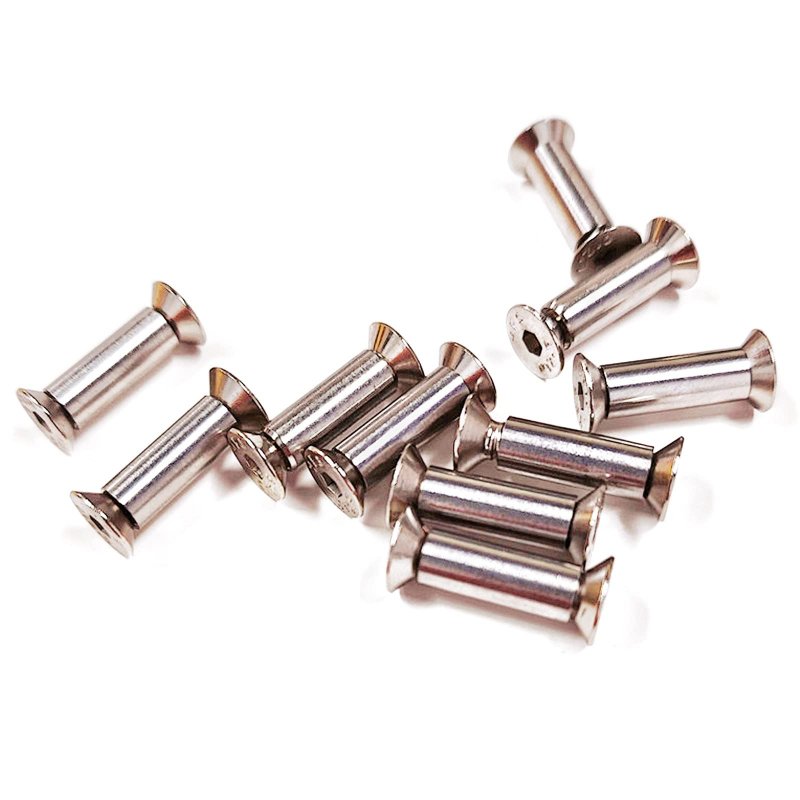 10pcs Knife Handle Bolt Rivets Scale Screw Fastener Nut Flat Hex Head Silver