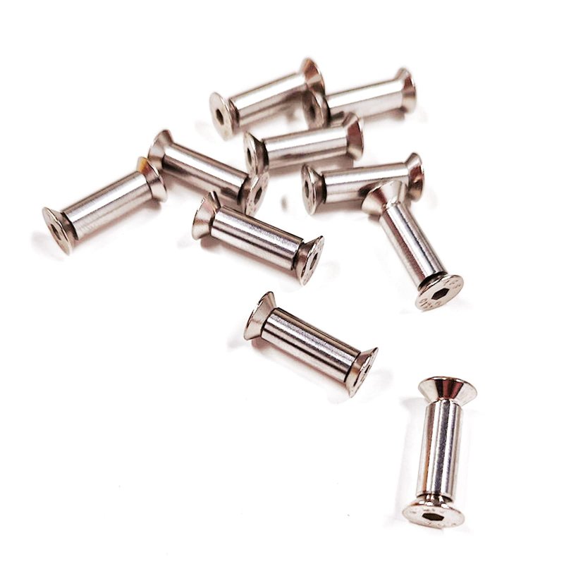 10pcs Knife Handle Bolt Rivets Scale Screw Fastener Nut Flat Hex Head Silver