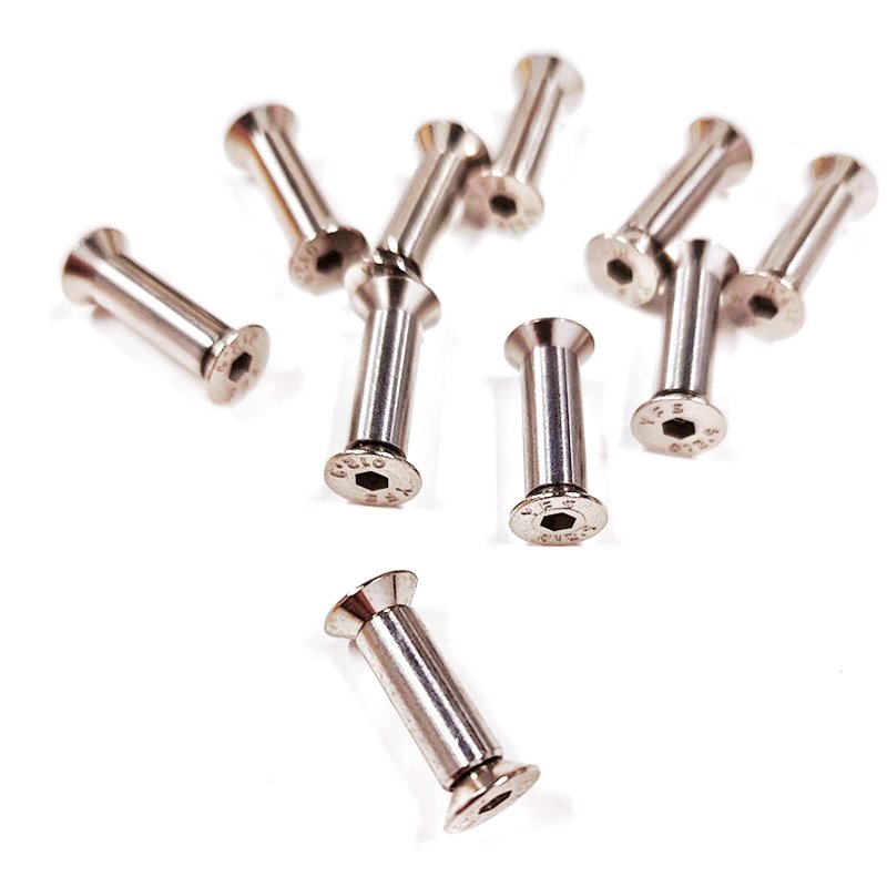 10pcs Knife Handle Bolt Rivets Scale Screw Fastener Nut Flat Hex Head Silver