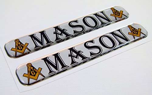 Mason Masonic Domed Decal Emblem Resin Chrome Car Biker Stickers 5 X 0 82 2pc