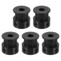 5 Pcs Aluminum 20 Teeth 5mm Bore 6mm Width Timing Belt Pulley Wheel Idler Synchronous Wheels Gear Part For 3d Printer Black 