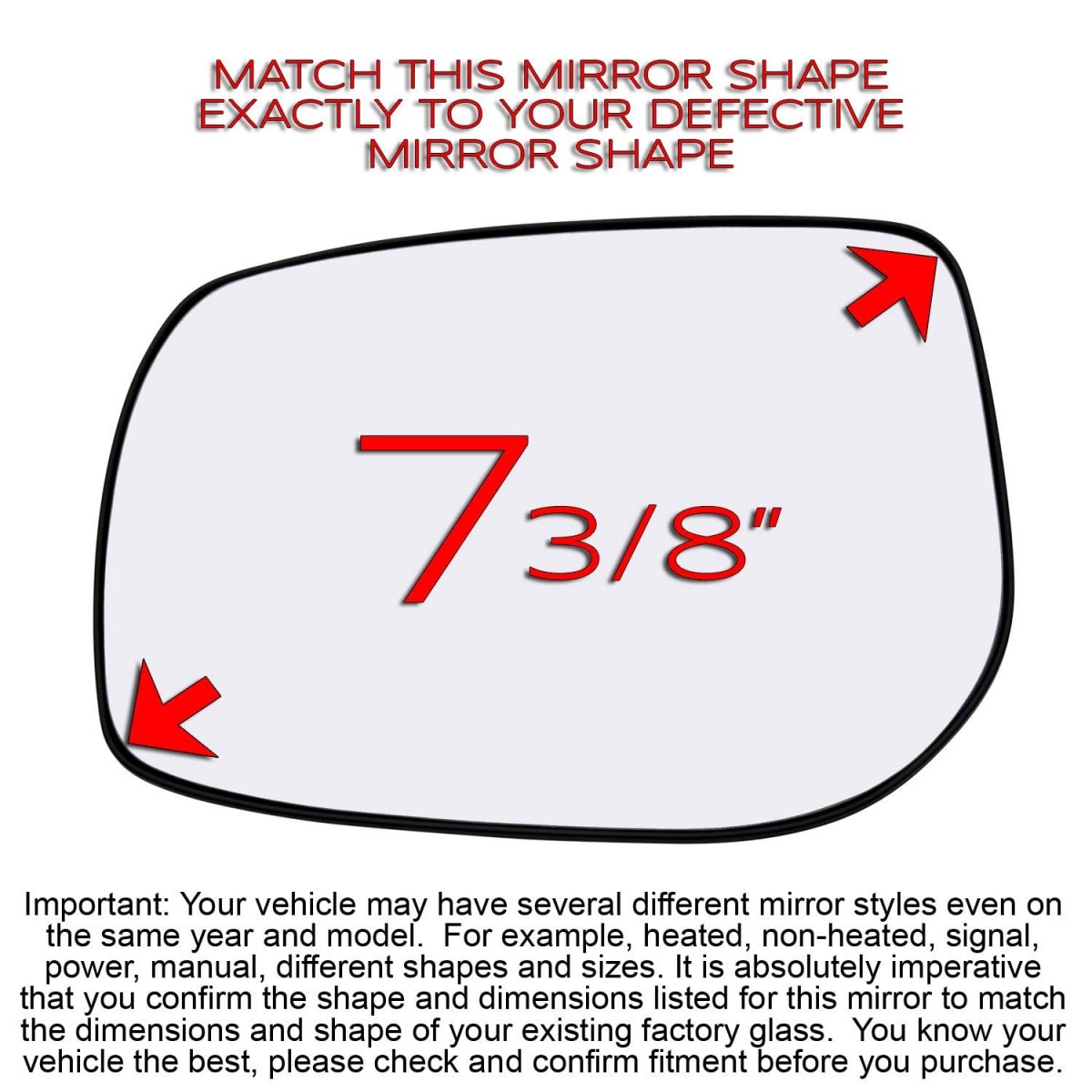 Driver Left Side Mirror Glass Assembly With Plastic Back Plate Non-heated For 2009-2013 Toyota Corolla Matrix