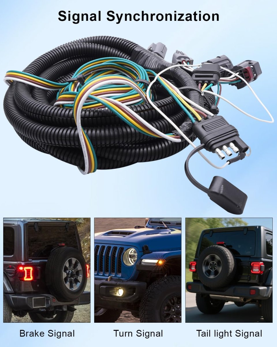 58903 Custom 4 Way Rv Towed Vehicle Wiring Trailer Harness Kit Taillight Connector For Jeep Wrangler Jk 2007 2018 Excluding Rhd