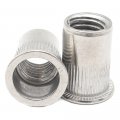 Idomin 50-100pcs Stainless Steel Rivet Nut M3 M4 M5 M6 M8 M10 M12 Flat Head Round Body Knurled Ss304 Rivnut Cap Threaded
