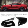 For Mustang Carbon Fiber Mirror Cover Car Exterior 2pcs Door Cap Left Right Horn Style Replacementd For 2015a 2022 Glossy Black