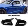 For Mustang Carbon Fiber Mirror Cover Car Exterior 2pcs Door Cap Left Right Horn Style Replacementd For 2015a 2022 Glossy Black
