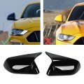 For Mustang Carbon Fiber Mirror Cover Car Exterior 2pcs Door Cap Left Right Horn Style Replacementd For 2015a 2022 Glossy Black