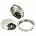 Uxcell Cable Hole Cover 2-3 8 Zinc Alloy Desk Wire Cord Grommets For Office Pc Organizer 4pcs Drawing Silver