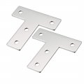 Flat T Shape Repair Mending Plate 85x85x2 5mm Carbon Steel Joining Bracket Support Brace 2pcs 